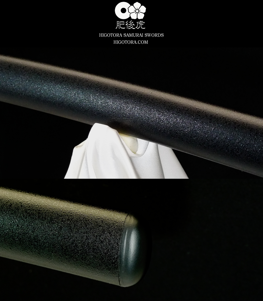 M20131123-模擬刀・2尺3寸・牛表革（焦茶）巻・鉈豆目貫・本黒石目鞘